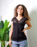 Maglia Cuore in pizzo Petrolio