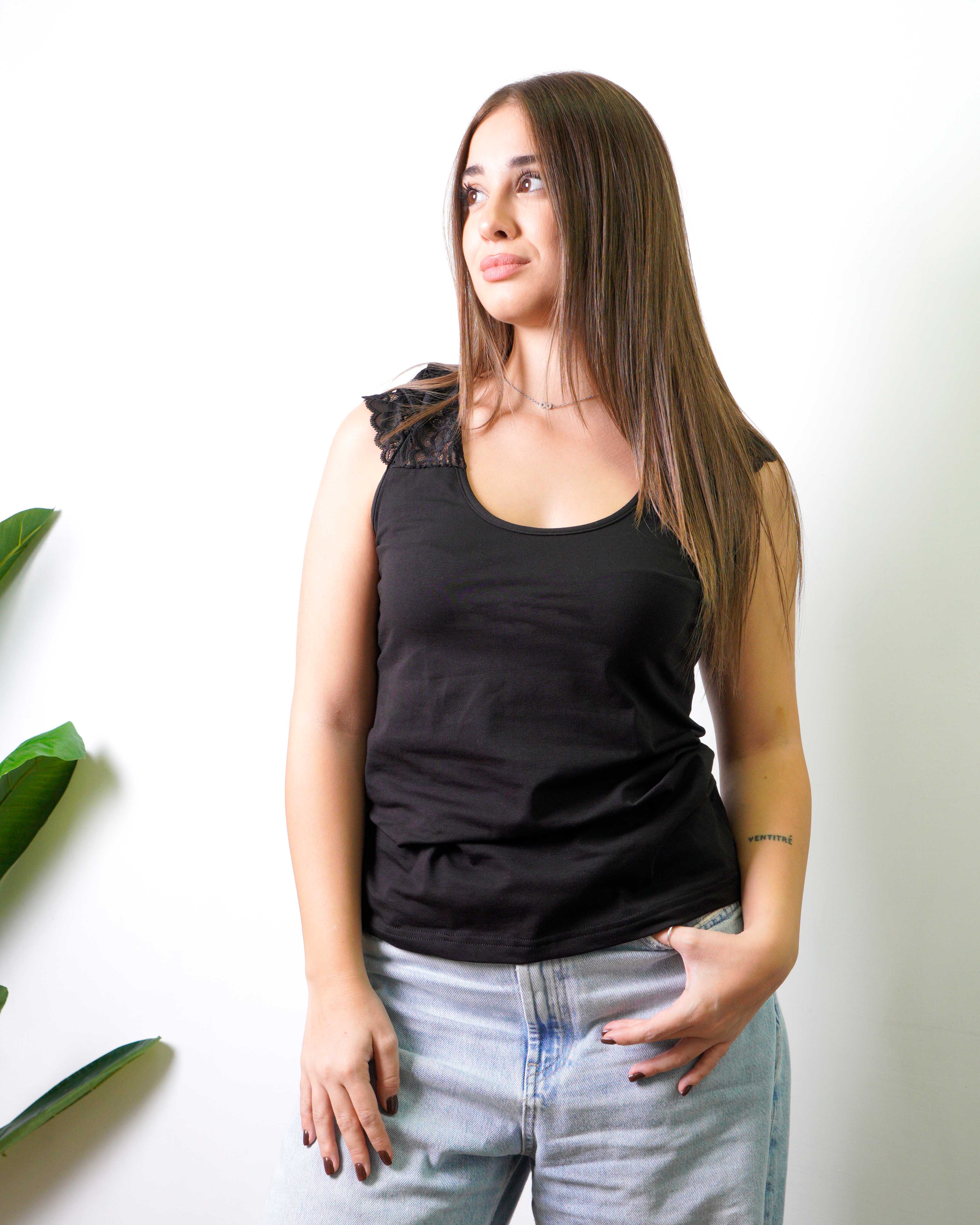 Maglia con maniche in pizzo Cielo