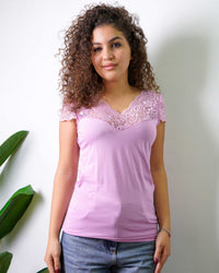 Maglia Cuore in pizzo Petrolio