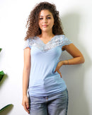 Maglia Cuore in pizzo Petrolio