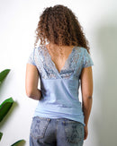 Maglia Cuore in pizzo Petrolio