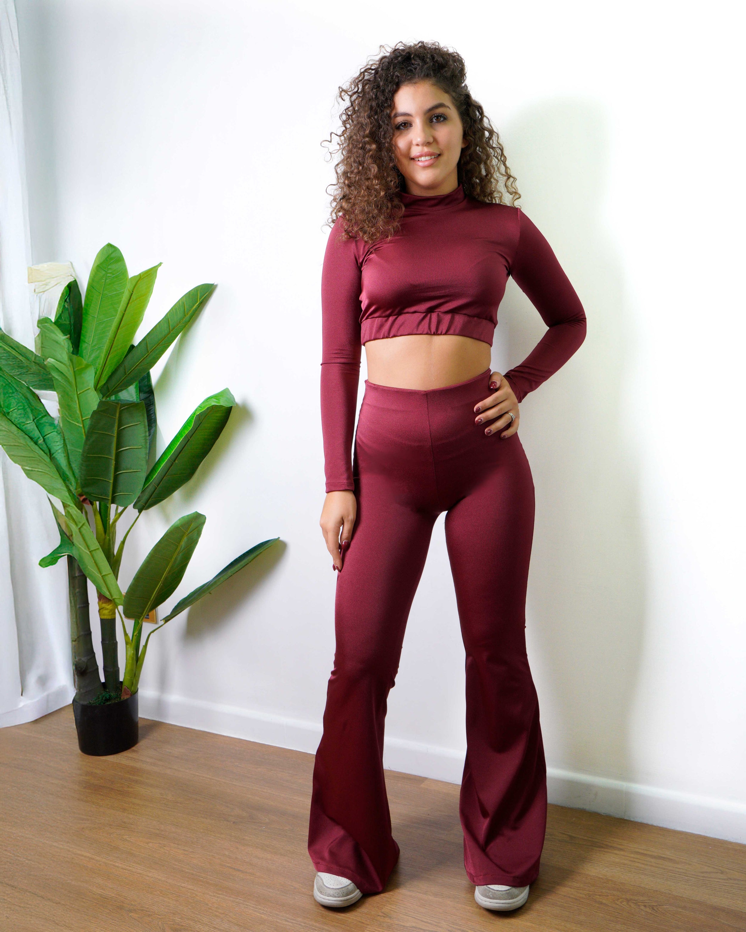 Maglia Crop Shine Burgundy