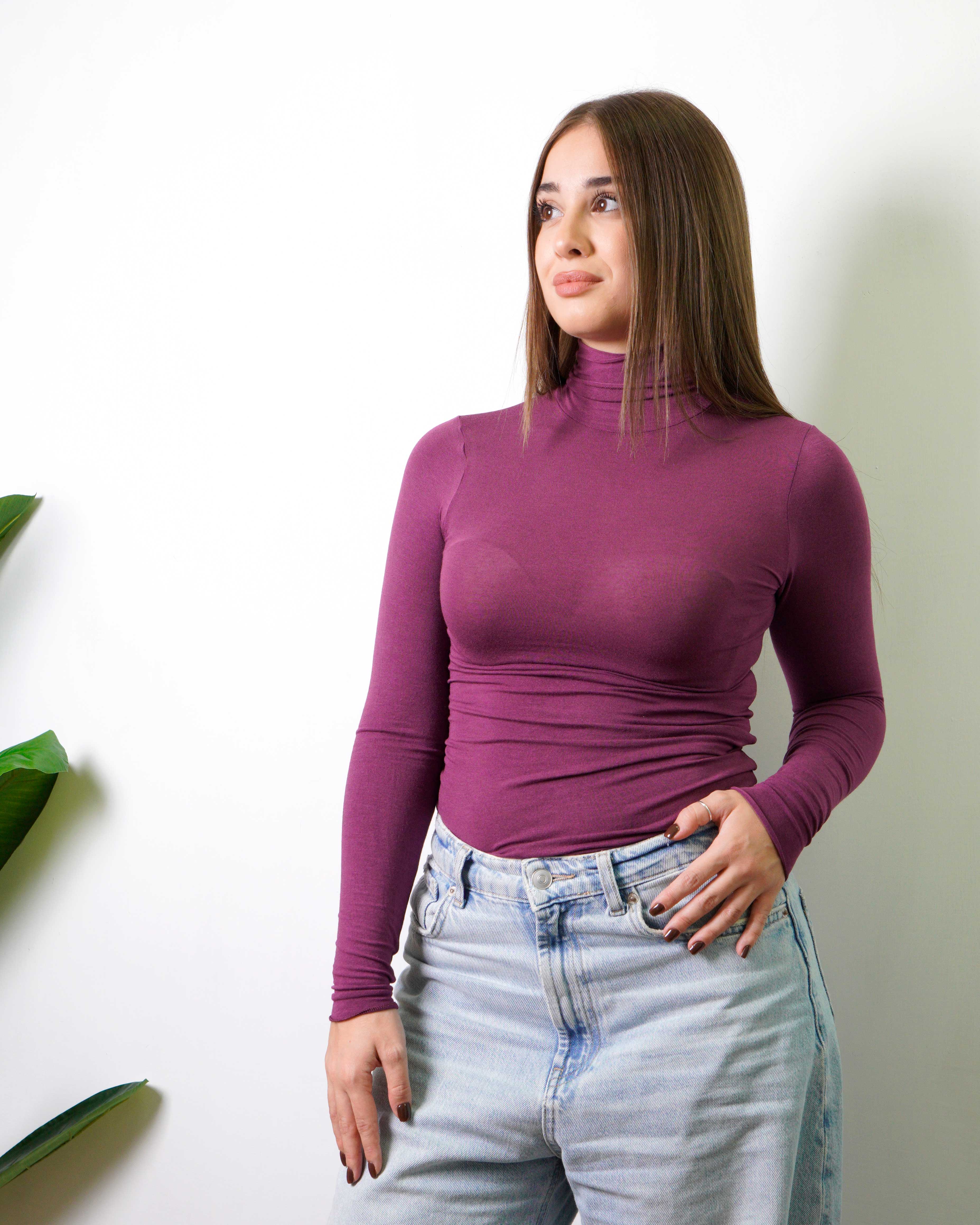 Collo Alto Cashmere Bordeaux